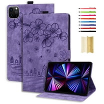 TECH CIRCLE iPad Pro 12.9 Case 6th/5th/4th/3rd Generation 2022/2021/2020/2018, Premium PU Leather Folding Multiple Viewing Angles Stand Auto Wake/Sleep Cover with Pen Holder, Purple