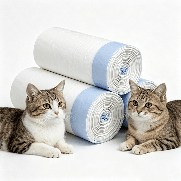 PawPetica Replaced Cat Litter Box Liners-3 Rolls, Cat Litter Waste Receptacles Bags for Open-Top Self-Cleaning Cat Litter Box