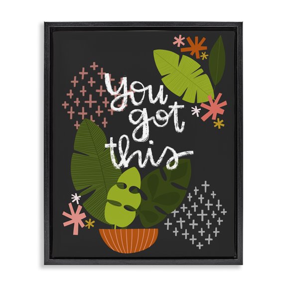 Stupell Industries Cottage Modern You Got This Plant Black Floating Frame Canvas Art, 17 x 21, by Mandy Ford Art Illustration