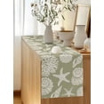 thumbnail image 5 of Summer Marine Life Table Runner, Graffiti Corals Shell Sea Starfish Gray Green Cotton Linen Kitchen Table Decoration Washable Dining Tabletop Runners for Home Party Decor 13x108 Inches, 5 of 9