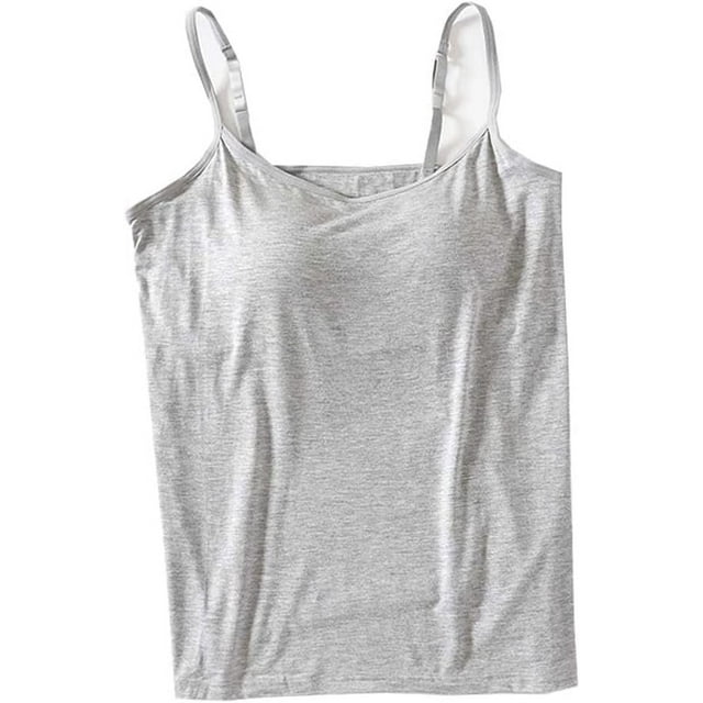 HUGFEGWE Débardeurs avec Soutien-Gorge Intégré, Camisole en Coton Extensible à Bretelles Réglables avec Soutien-Gorge Intégré Rembourré AZ824-6168