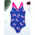 thumbnail image 2 of YONGHS Kids Girls Swimsuit Criss Cross Back One Piece Swimming Bathing Suit Beachwear Sapphire 8, 2 of 7
