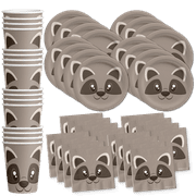 Raccoon Birthday Party Supplies Set Plates Napkins Cups Tableware Kit for 16