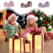 kladzum Christmas Decorations Christmas Light Box Remote Control Set Of 3 LED Gift Box Decoration Outdoor Elevated Christmas Box Gift Decoration Indoor Outdoor Terrace