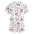 thumbnail image 4 of Cartoon Printed Scrubs For Women Vneck Medical Scrub Tops Short Sleeve Stretch Nurse Uniform Fashion Scrub Tops With Pocket White S, 4 of 5