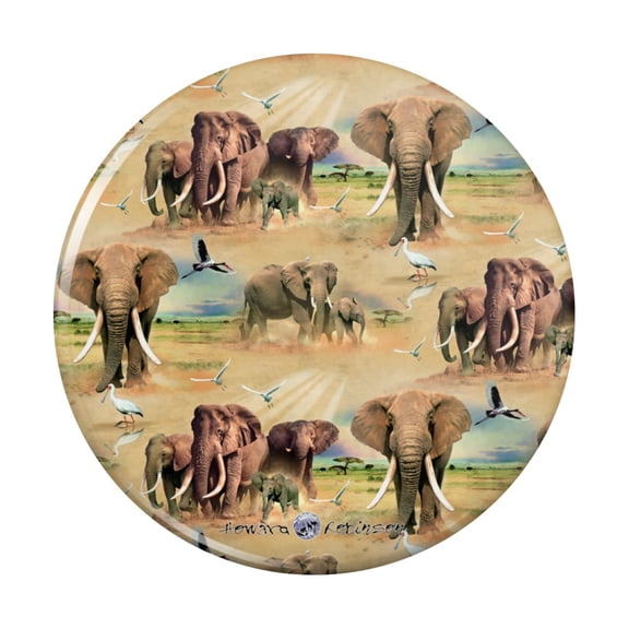 African Elephant Herd Pattern Pinback Button Pin