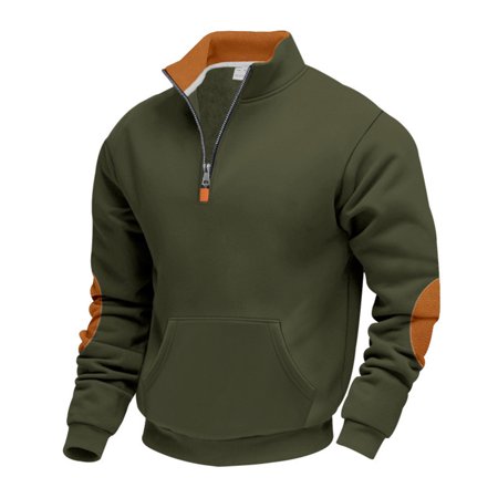 ZVNA&Zeta;H Men s Long-Sleeve Quarter-Zip Pullover Fleece Sweatshirt Midweight Mock Neck Casual Golf Shirts with Pockets 2025