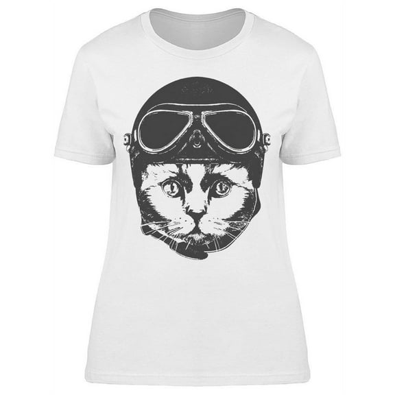 Cat With Pilot Helmet  T-Shirt Women -Image by Shutterstock, Female 3X-Large