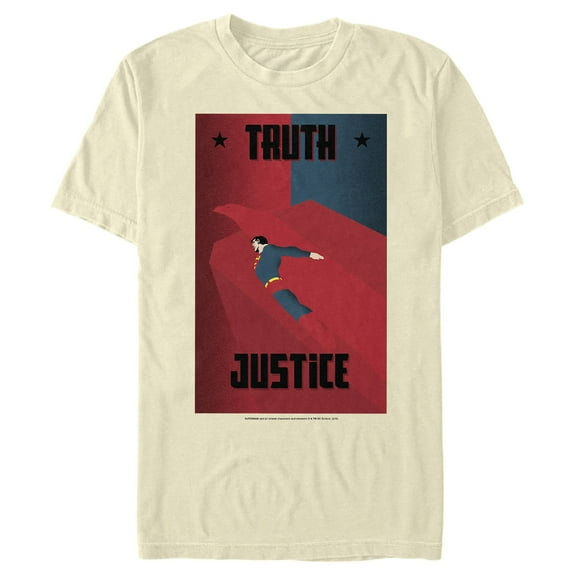Men's Superman Truth & Justice Eagle  Graphic Tee Beige Large