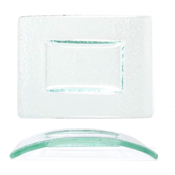 Turgla Fusion Glass Dinnerware 6" x 4" Rectangular Clear Glass Plate, Set of 12 (05-004-15CLR)