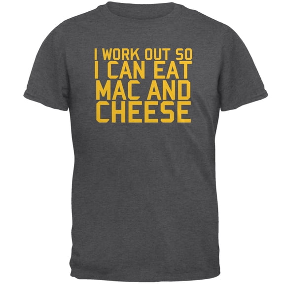 Old Glory Mens Work Out Eat Mac and Cheese Short Sleeve Graphic T Shirt