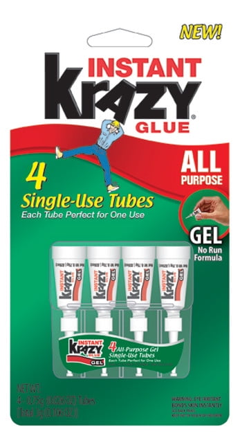 Elmer's Instant Krazy Glue, Clear, All-Purpose Gel Formula, 4-Tube/Pkg