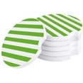thumbnail image 1 of RYLABLUE Green and White Stripes Pattern Set of 4 Car Coaster for Drinks, Absorbent Ceramic Stone Coasters Cup Mat with Cork Base for Home Kitchen Room Coffee Table Bar Decor, 1 of 5