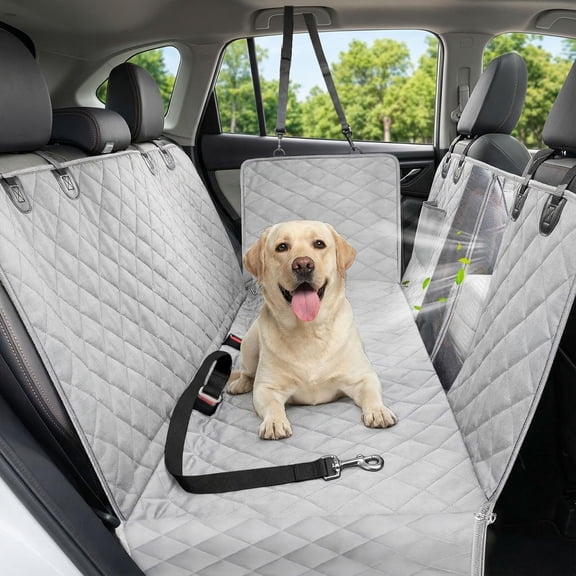 Dog Car Seat Cover, 600D Heavy Duty pet seat cover, 100% waterproof anti‑scratch nonslip dog hammock with seat belt for Sedan SUV Truck