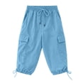 thumbnail image 4 of Womens Capris with Pockets Loose Fit Casual Capri Pants Dressy Lightweight Ladies Baggy Cargo Pants for Hiking by Yigetop Sky Blue M, 4 of 6