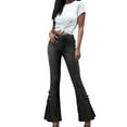 thumbnail image 2 of Womens Capri Pants Denim Jeans Lace Up Pants Mid Waist Trousers Flared Women's Tall Womens Clothes Tall on Stretch Leggings for Women Straight Jean Women Jean for Black L, 2 of 3
