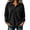 Black, variant on Womens Casual Collared Henley Button Placket Long Sleeve Ribbed Loose Fit Daily Wear Top