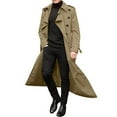 thumbnail image 4 of Domuza Mens Waterproof Trench Coat, Long Double Breasted Lapel Design, Windproof Rain Jacket for Work and Travel Khaki XL, 4 of 6