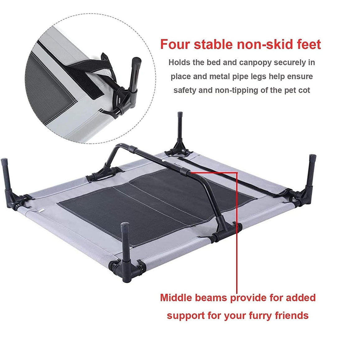 PawfectPals Portable Cooling Waterproof Elevated Heavy Duty Camping Pet Bed and Cot with Detachable Shade for Indoor and Outdoor use (Large)