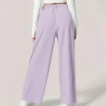 thumbnail image 4 of XFLWAM Womens Wide Leg Dress Pants Elastic High Waist Pleated Suit Pants Casual Loose Work Pants Business Office Slacks with Pocket Light Purple XS, 4 of 9