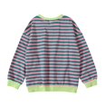 thumbnail image 4 of GYRATEDREAM Girls Striped Crewneck Sweatshirt Kids Cotton Long Sleeve Oversized Fashion Pullover Tops Children Fall Winter Clothes Bluish Yellow for 6-14Y, 4 of 8
