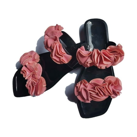 

Sandal Women Slippers Fashion Sandals Flowers Flat Slippers Ladies Wear Shoes Outside (6 Pink)