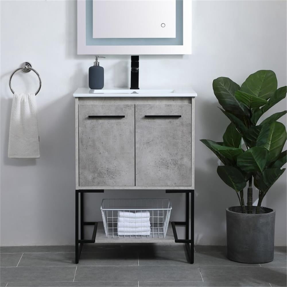 24 inch Single Bathroom Vanity in Concrete Grey