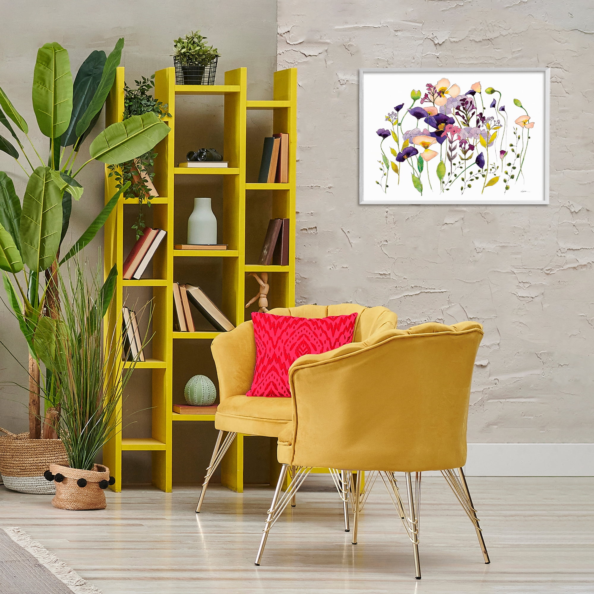 Stupell Industries Purple Poppy Sprigs Botanical & Floral Painting White Framed Art Print Wall Art, 24 x 16