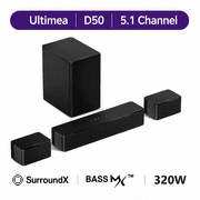 ULTIMEA 5.1 Virtual Surround Sound Bar, 320W Home Theater Surround System with Adjustable Speakers & Subwoofer, Bluetooth, Poseidon D50