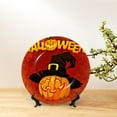 thumbnail image 6 of Wukai Halloween Pumpkin Print Decorative Plate for Display,Bone China Decorative Plate, Ceramic Dinner Plate with Stand, Vertical Ceramic Plate-8in, 6 of 6
