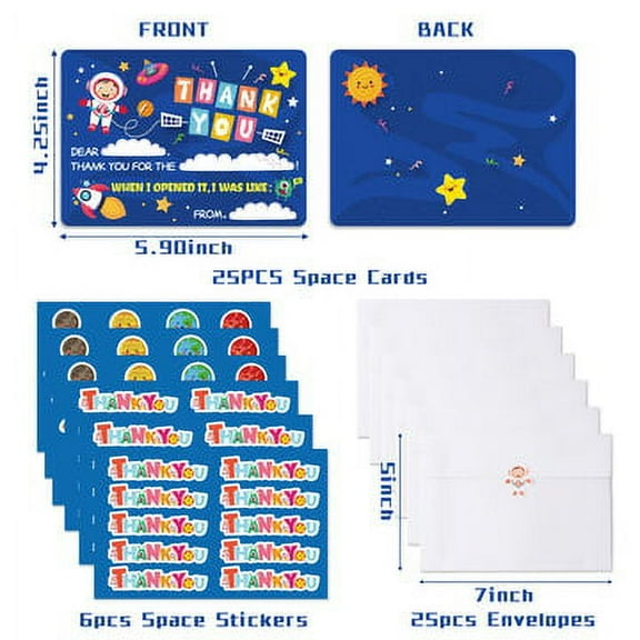 Outer Space Fill-in-the-Blank Thank You Cards, 25 Sets