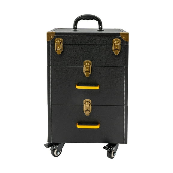 Adult Rolling Polyurethane Makeup Trolley Case with 2 Keys
