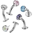 thumbnail image 4 of Satix 14G ASTM F136 Titanium Floating Belly Button Rings Convex Base 5mm Bezel Set CZ Threadless Push In Fat 5/16 Inch 8mm, 4 of 5