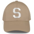 thumbnail image 3 of Daxton Performance Cool Tech Baseball Hat - Khaki Cap, Silver Logo Letter S, 3 of 3