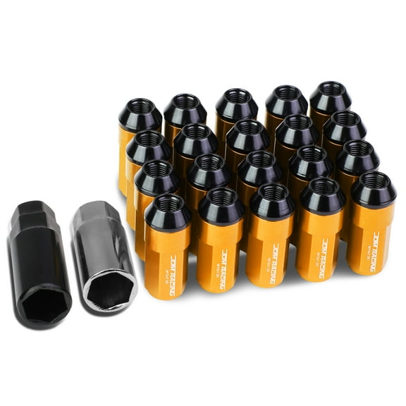 DNA Motoring LN-ZTL-9027-125-OR 20-Piece M12 x 1.25 Aluminum Alloy Wheel Lug Nuts  2 X Deep Drive Extension (Orange)