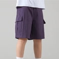 thumbnail image 3 of TKKCS Boys Pull-On Cargo Shorts- Elastic Wasit Casual Trendy Waterproof Outdoor Loose Fit Kids Hiking Shorts With Multi Pockets Purple Size 10 Years, 3 of 8