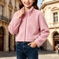 thumbnail image 6 of BXJX Girls Fleece Jackets Size 7-8, Zip‑Up Casual Stand Collar Warm Cropped Outerwear Pink, 6 of 7