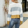 thumbnail image 4 of Munlar Long Sleeve Cable Knit Sweater Women Yellow Crew Neck Striped Sweaters for Women Cropped Blouses, 4 of 5