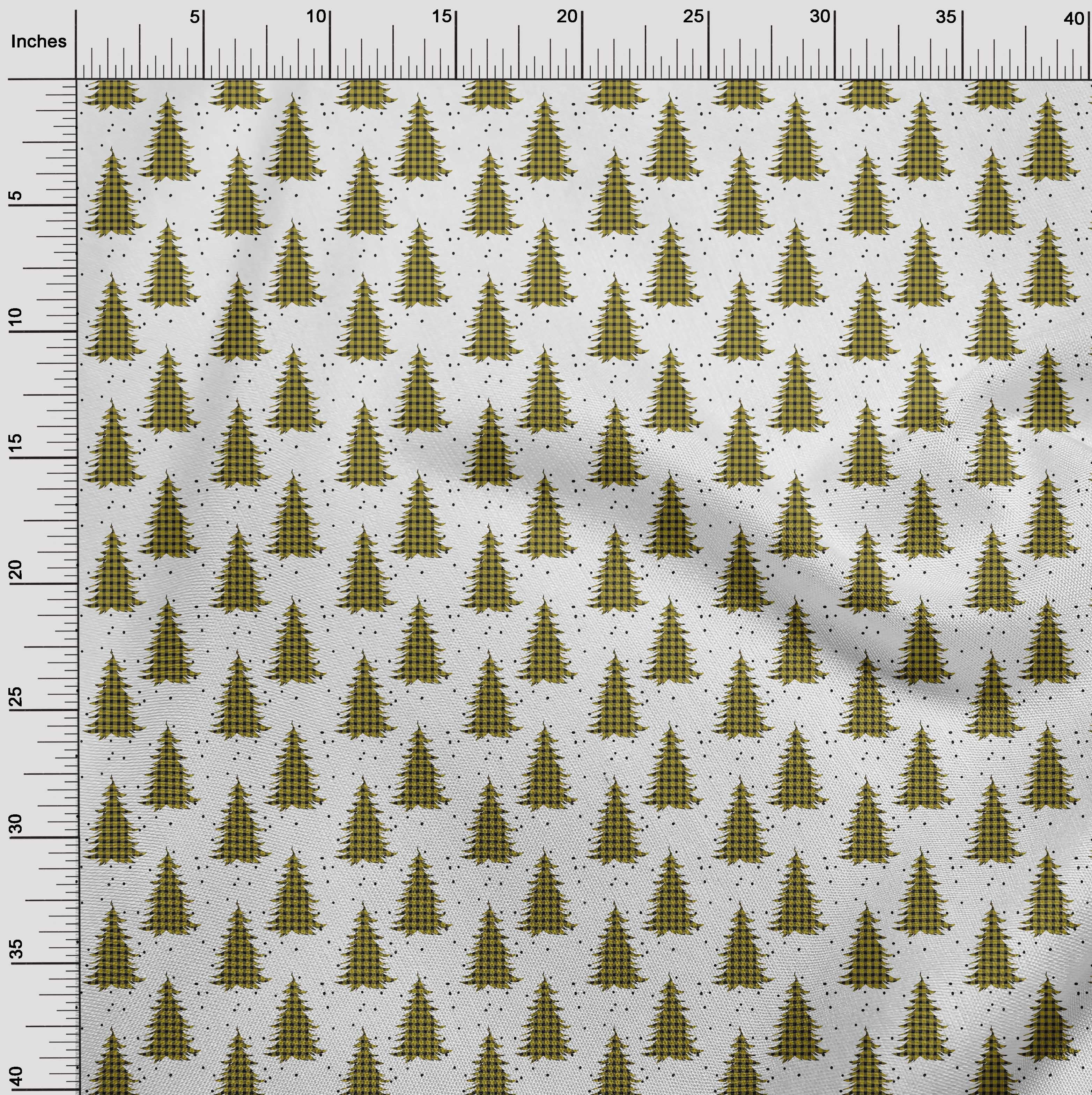 oneOone Cotton Poplin Olive Green Fabric Merry Christmas Sewing Material Print Fabric By The Yard 42 Inch Wide