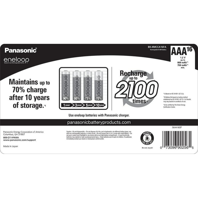  16 AAA Panasonic Eneloop Rechargeable Batteries min 750 MAH :  Health & Household