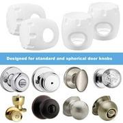 Child Safety Door Knob Cover Hard-to-Remove Dual-Lock Door Handle Covers Locks for Kids - Reusable Baby Proof - Installs Easily, No Tools Needed, White