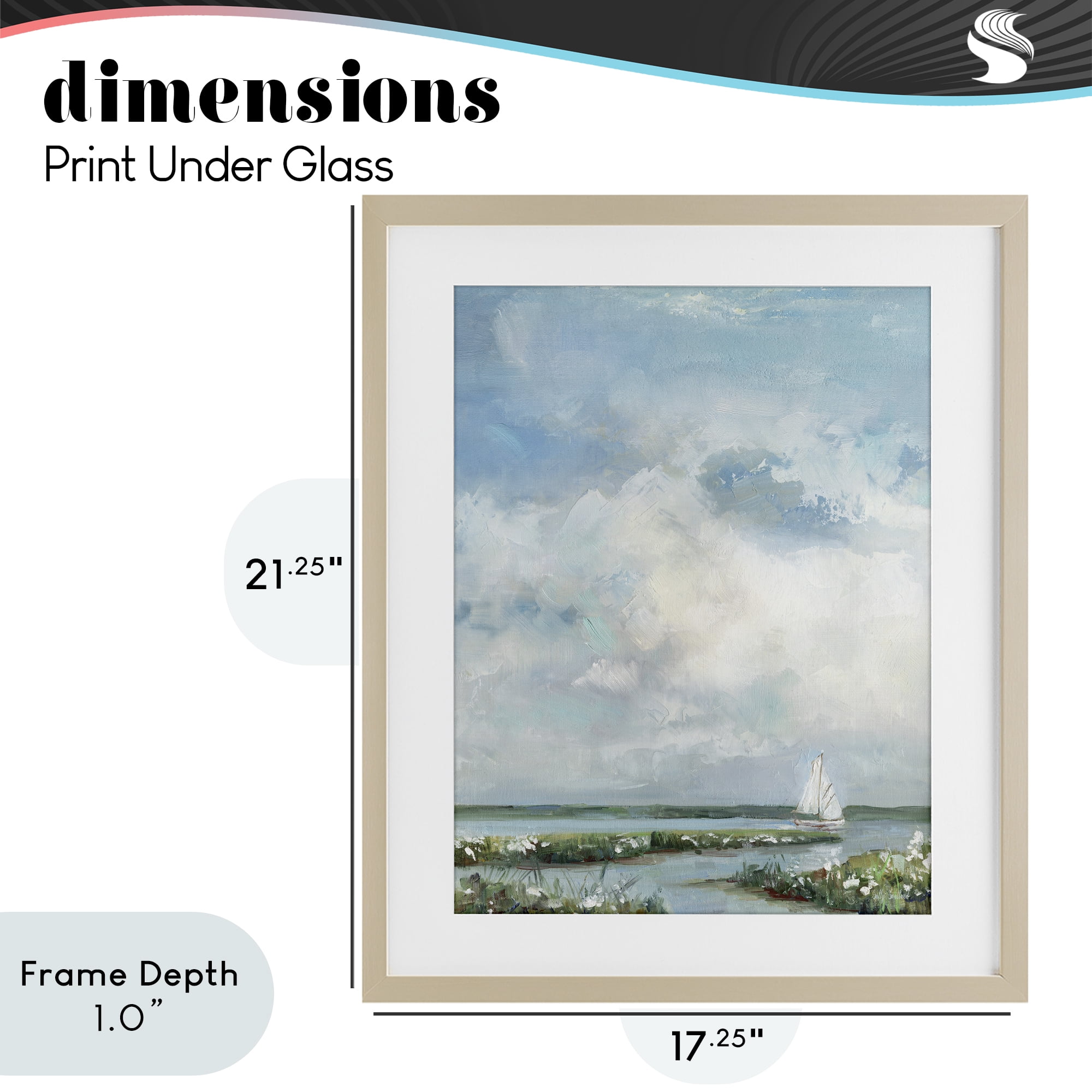 Stupell Industries Sailboat On Summer Marsh Birch Framed Print Under Glass, design by Sally Swatland