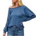 thumbnail image 2 of CEHVOM Blouse à Manches Longues Décontractée pour Femmes, Col Rond, Unie, Couture, Ample et Fine, Mode, 2 of 5