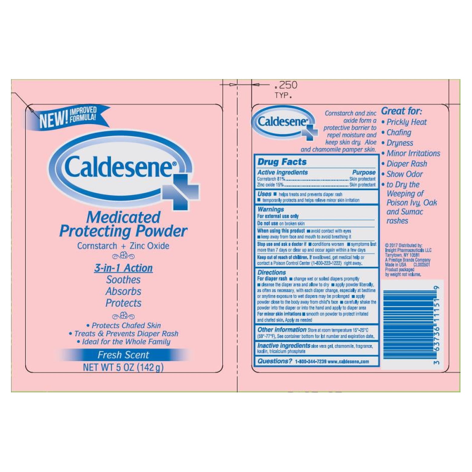 Caldesene Talc-free Powder Caldesene Medicated Body Powder - Zinc Oxide ...