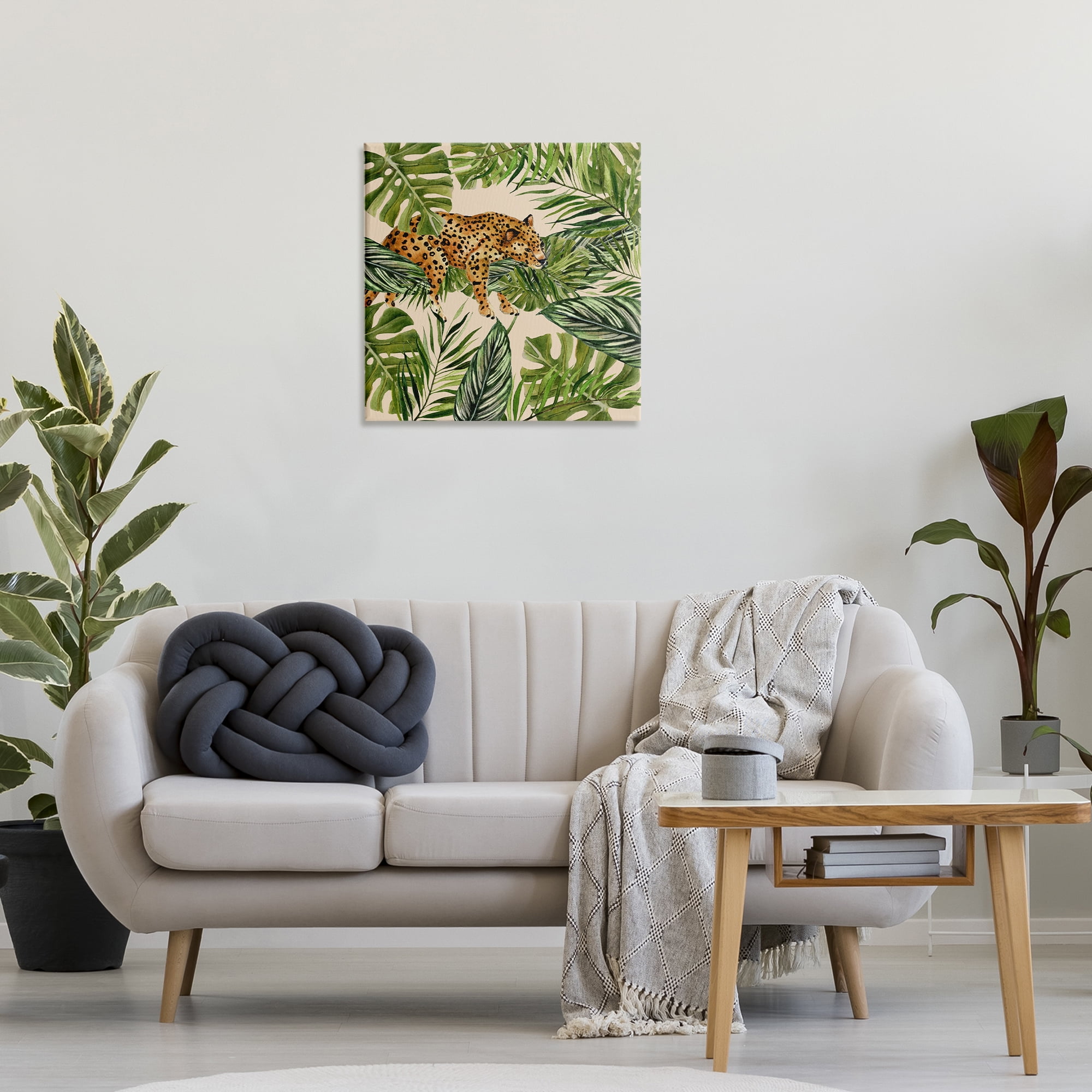 Stupell Industries Resting Leopard on Branch Plants & Flowers Painting Wrapped Canvas Art Print Wall Art, 24 x 24