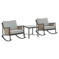 thumbnail image 2 of HOMETRENDS 3-Piece Steel Outdoor Rocking Chair Chat Set with Table & Cushions, Tan, 2 of 11