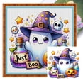 thumbnail image 1 of (11CTACC-6532__C__40X40) Hilo algodón ecológico bordado 11CT 3 hebras impresión 40*40cm Pequeño fantasma Halloween con sombrero kit serie navideña punto cruz, 1 of 9