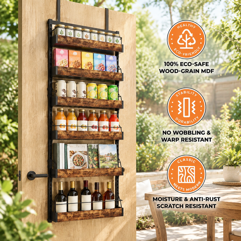 Storage Racks For Pantry BlackWood 6-tier Over Door or Wall Mount Spice Rack Pantry Organizer ...
