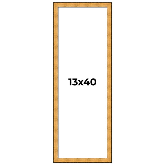 13x40 Frame Gold Rustic Solid Wood Picture Frame | 1.25 Inch Wide Moulding | Rustique Gold