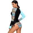 thumbnail image 2 of Women's Long Sleeves Rash Guard Athletic Swim Aztec Tankini Sets Swimsuit, 2 of 6
